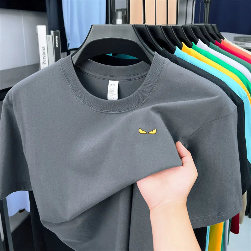 O-Neck Eyes Embroidery Short Sleeve Shirt