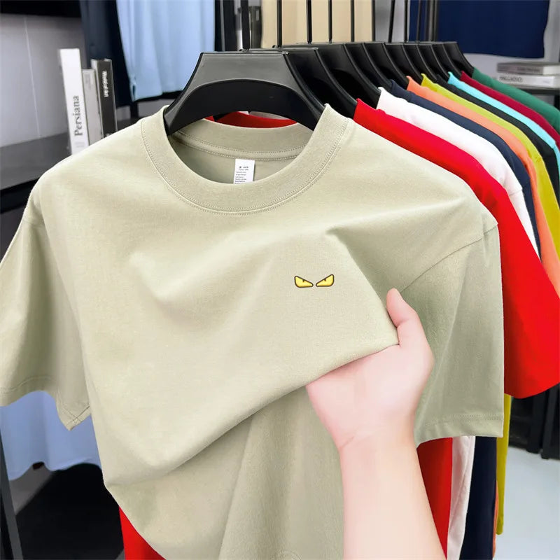 O-Neck Eyes Embroidery Short Sleeve Shirt