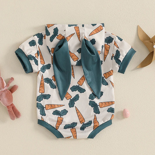 Short Sleeve Romper with Hooded Ears for Infant