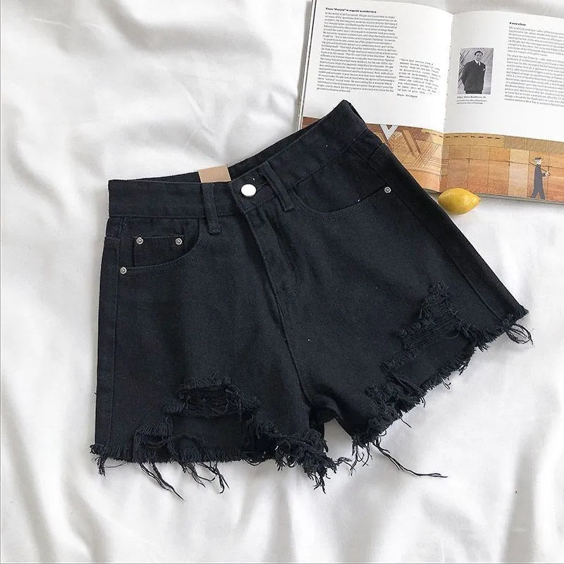 Denim Shorts Casual High Waist Ripped Jeans