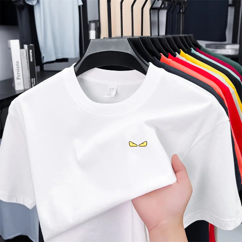 O-Neck Eyes Embroidery Short Sleeve Shirt