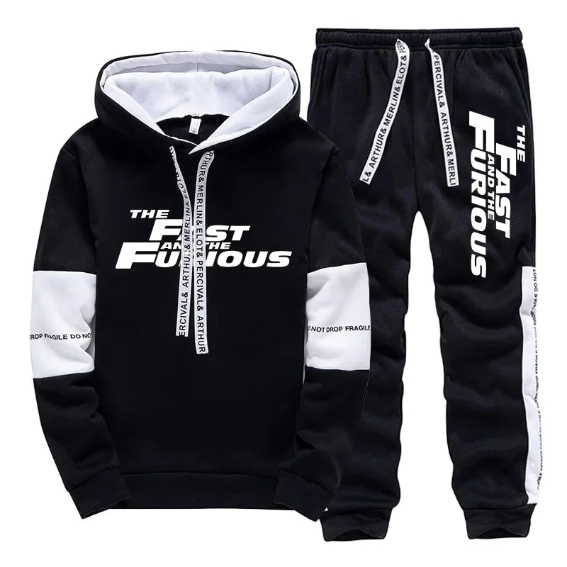 Men Hooded  Long Sleeves Casual Comfortable Fitness Set