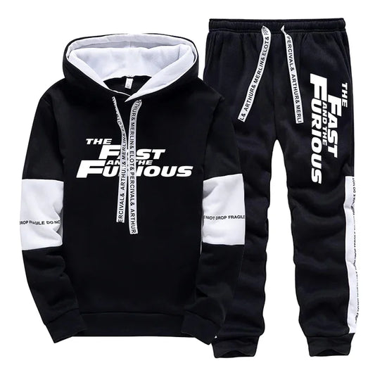Men Hooded  Long Sleeves Casual Comfortable Fitness Set