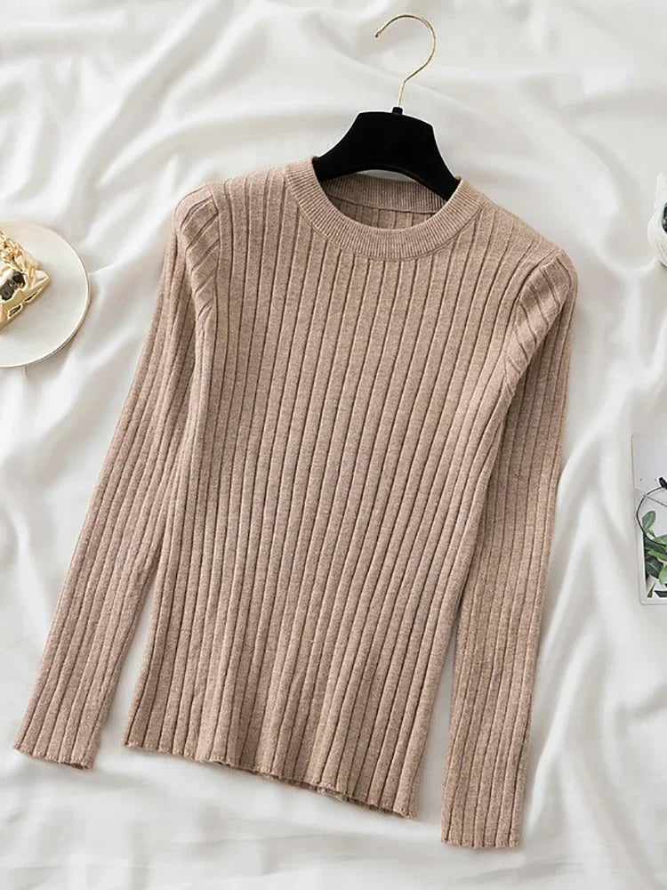 Pullover O-Neck Ribbed Long SleeveTop