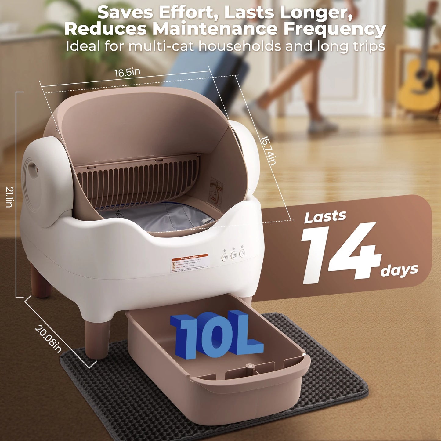 Automatic Cat Litter Box with APP Control, Odor-Free