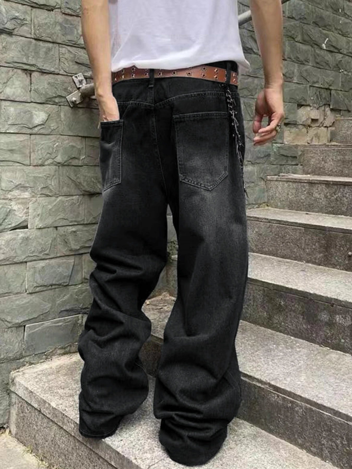 Men's Vintage Loose Wide Legs Denim Jean
