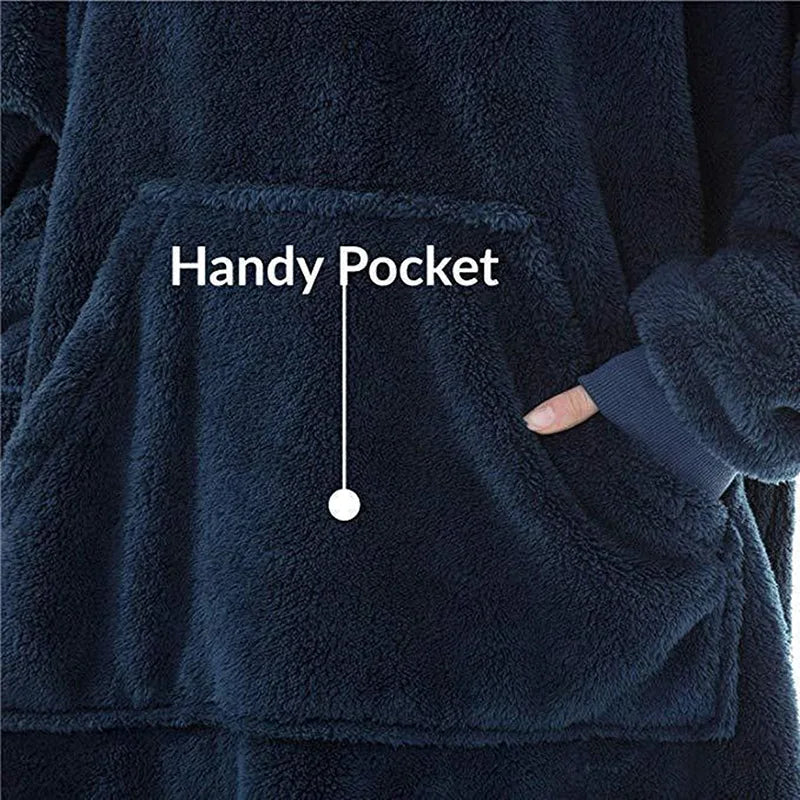 Fleece Hoodie Blanket Oversize Large Pocket Jacket