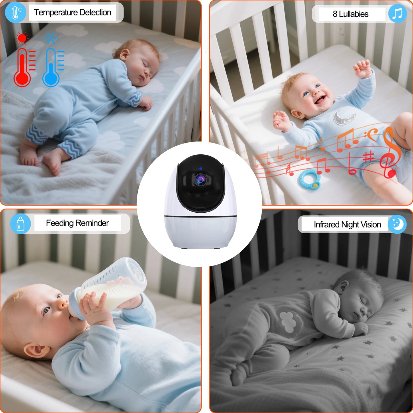 4.3-Inch Baby Video Monitor with 4x Zoom Camera Motion/Sound Detection Soft Night Light
