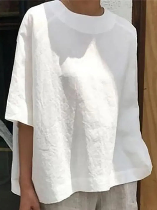 Round-Neck Linen T-Shirt