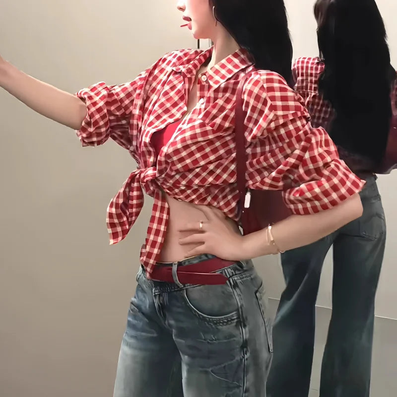 Plaid  Fit Crop  Shirt