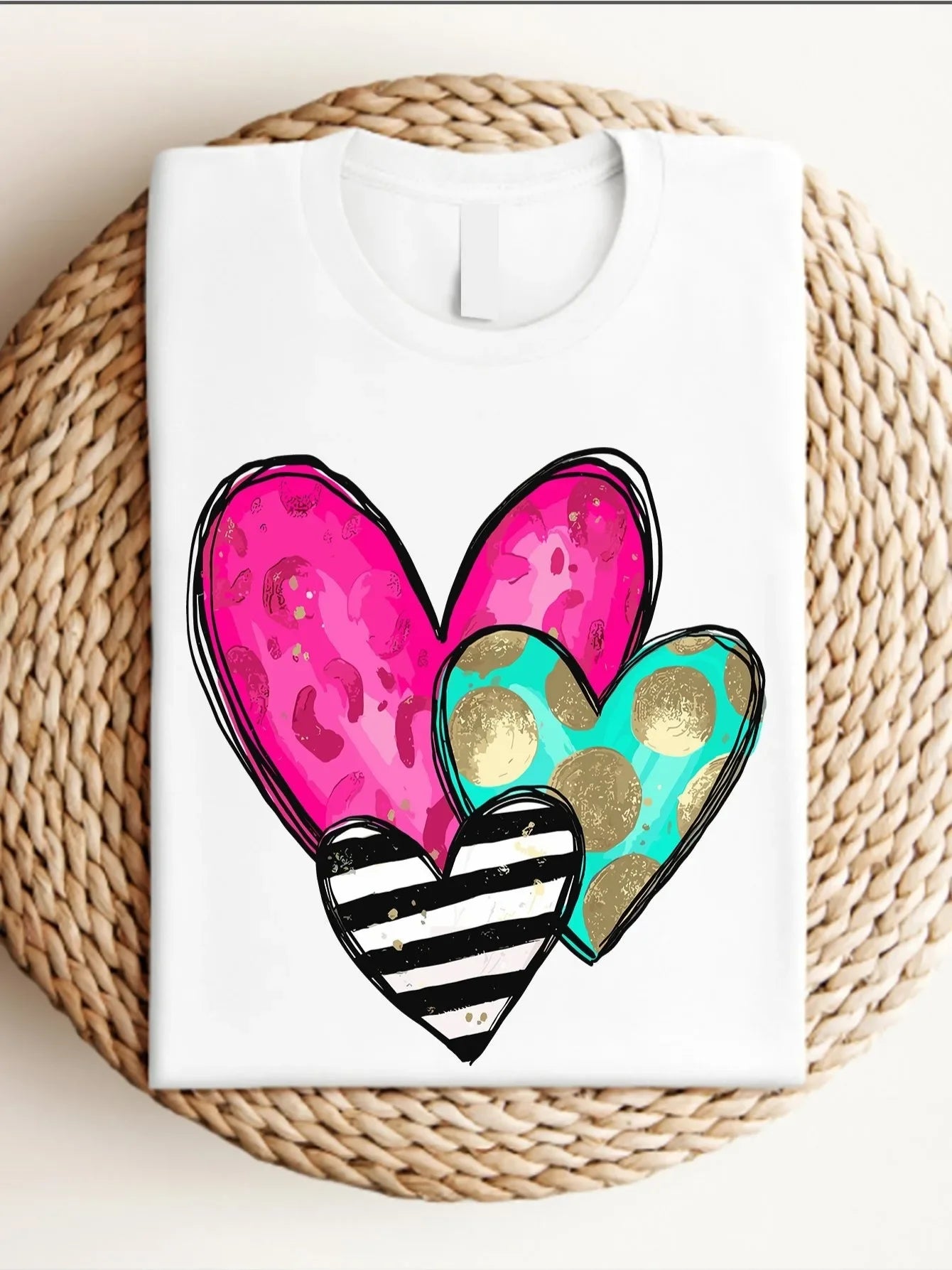 Valentine' Heart Print T-Shirt