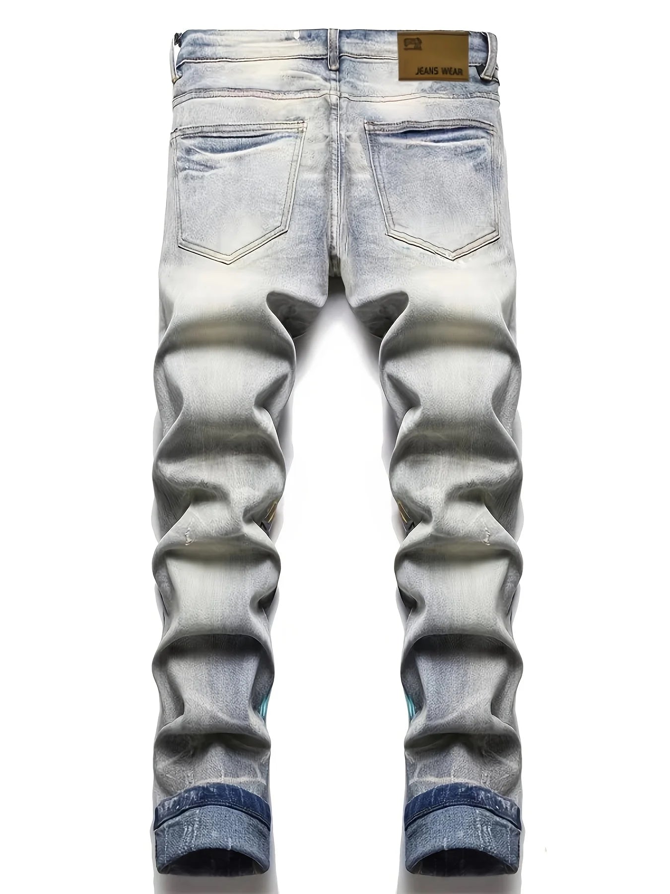 Graffiti Pattern Print Men's Slim Fit Denim Jean