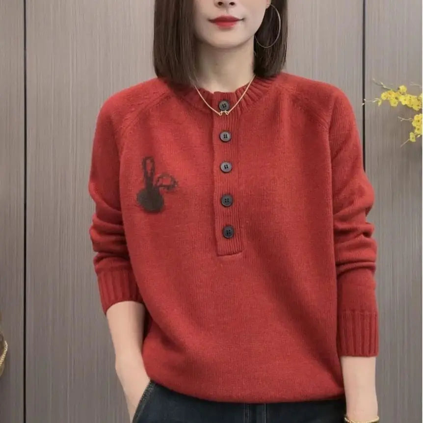 Embroidered Bunny Slim Bottom Sweater