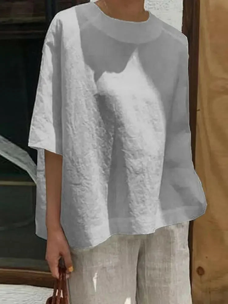 Round-Neck Linen T-Shirt