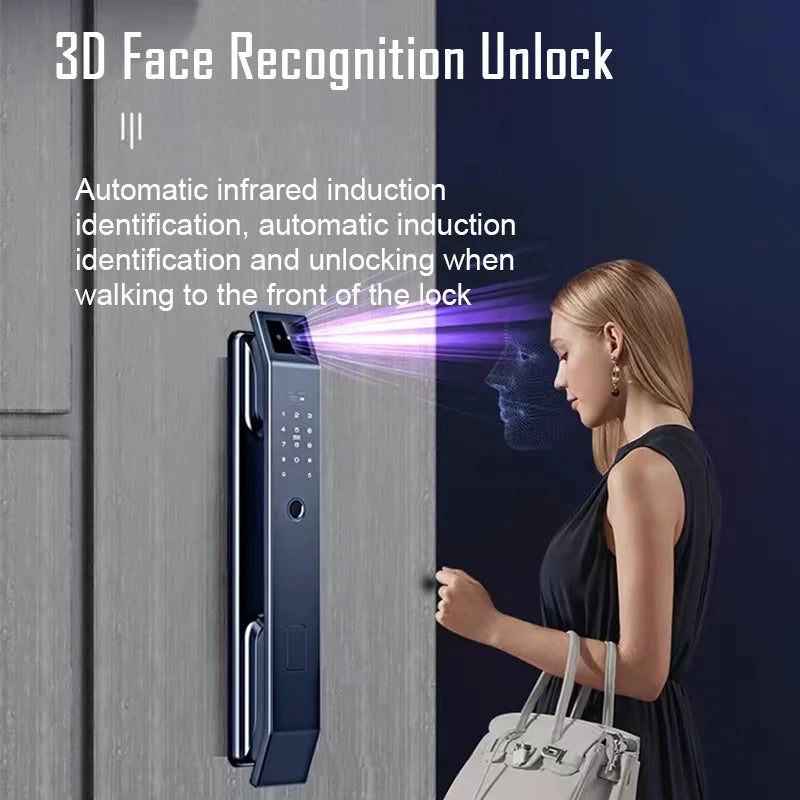 3D Face Recognition Unlock Digital Door Lock With Camera Keyless Electronic Door Lock