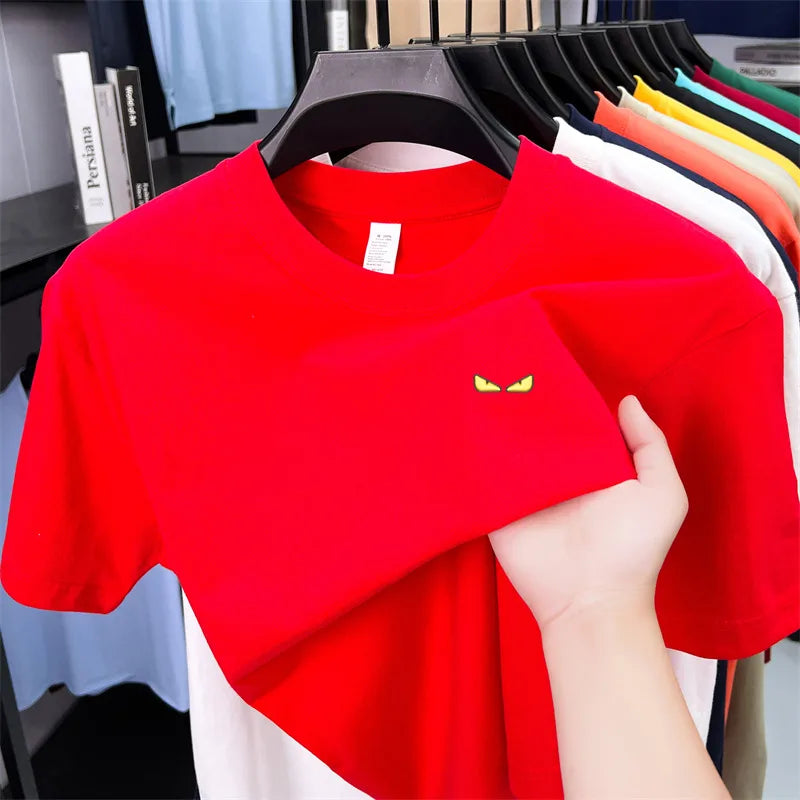 O-Neck Eyes Embroidery Short Sleeve Shirt