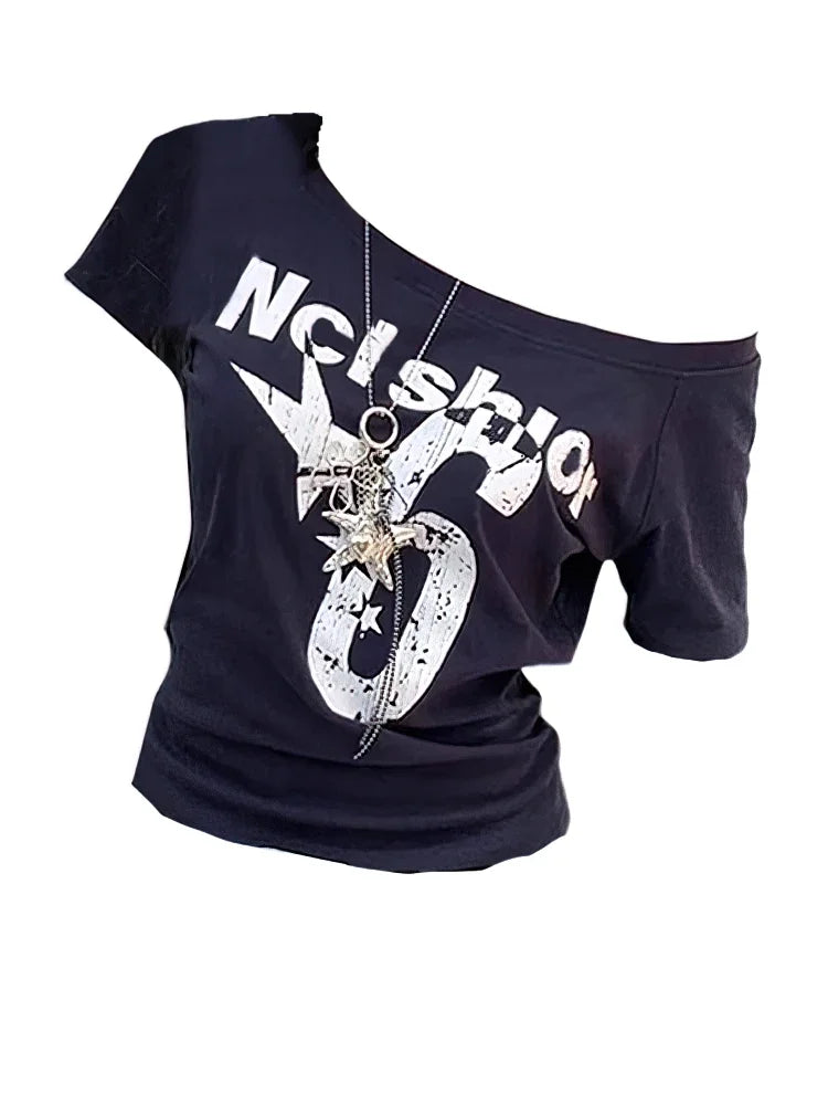 Off Shoulder Diagonal Collar Top