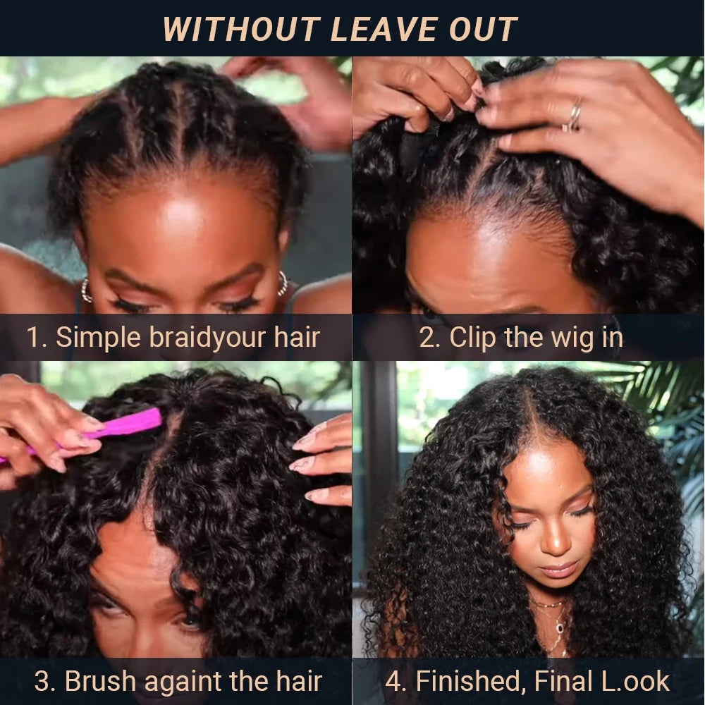 Afro Curly Glue-less U Part Wig