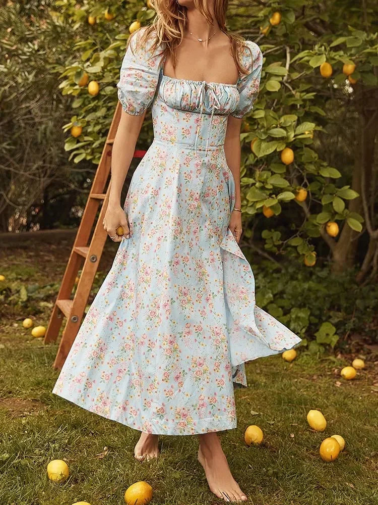 Floral Print Elegant Long Casual Dress