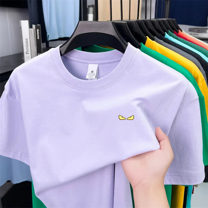 O-Neck Eyes Embroidery Short Sleeve Shirt