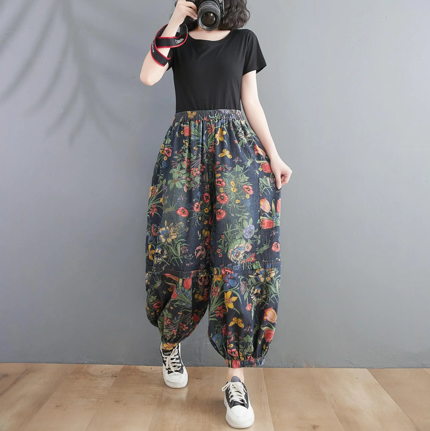 Floral Vintage Blue Denim Jean