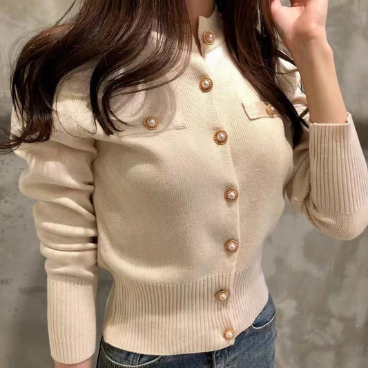 Long Sleeve Casual Single Breasted Slim  Sweater