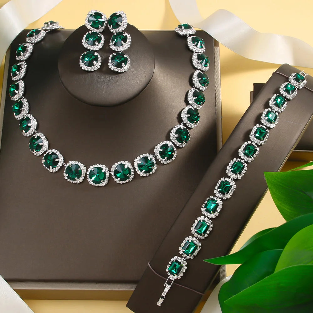 Green Crystal Jewelry Set