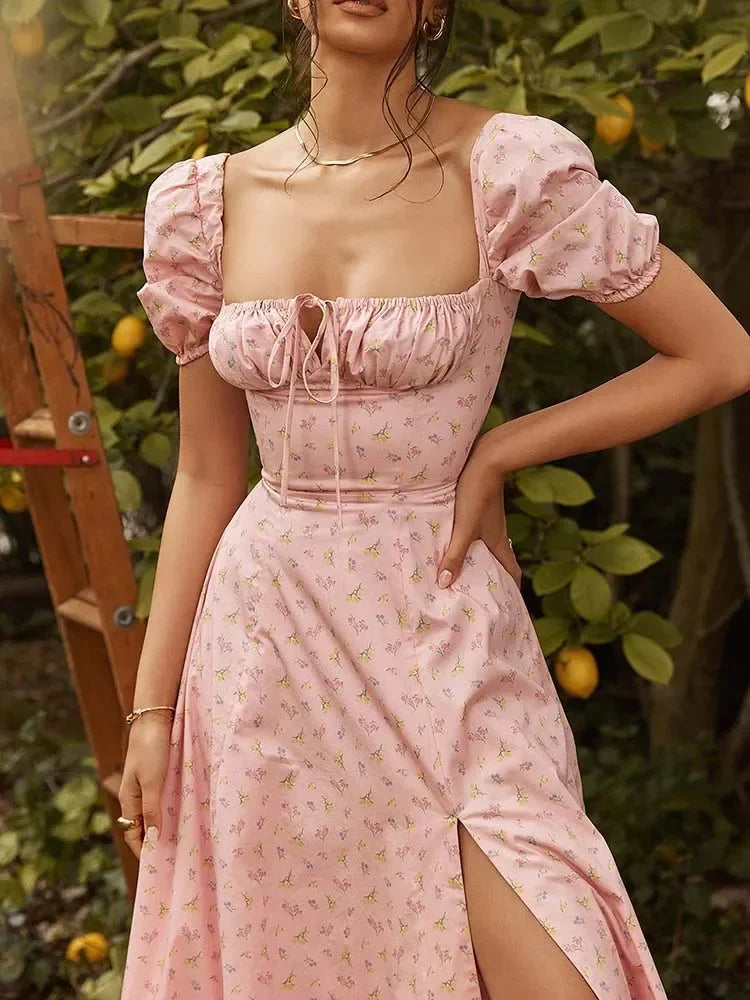 Floral Print Elegant Long Casual Dress