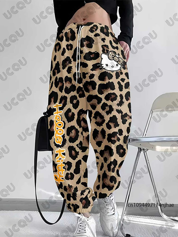 Hello Kitty Print Casual Oversized Couples Long Pants