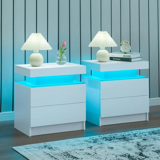 LED Nightstand with 2 Drawers