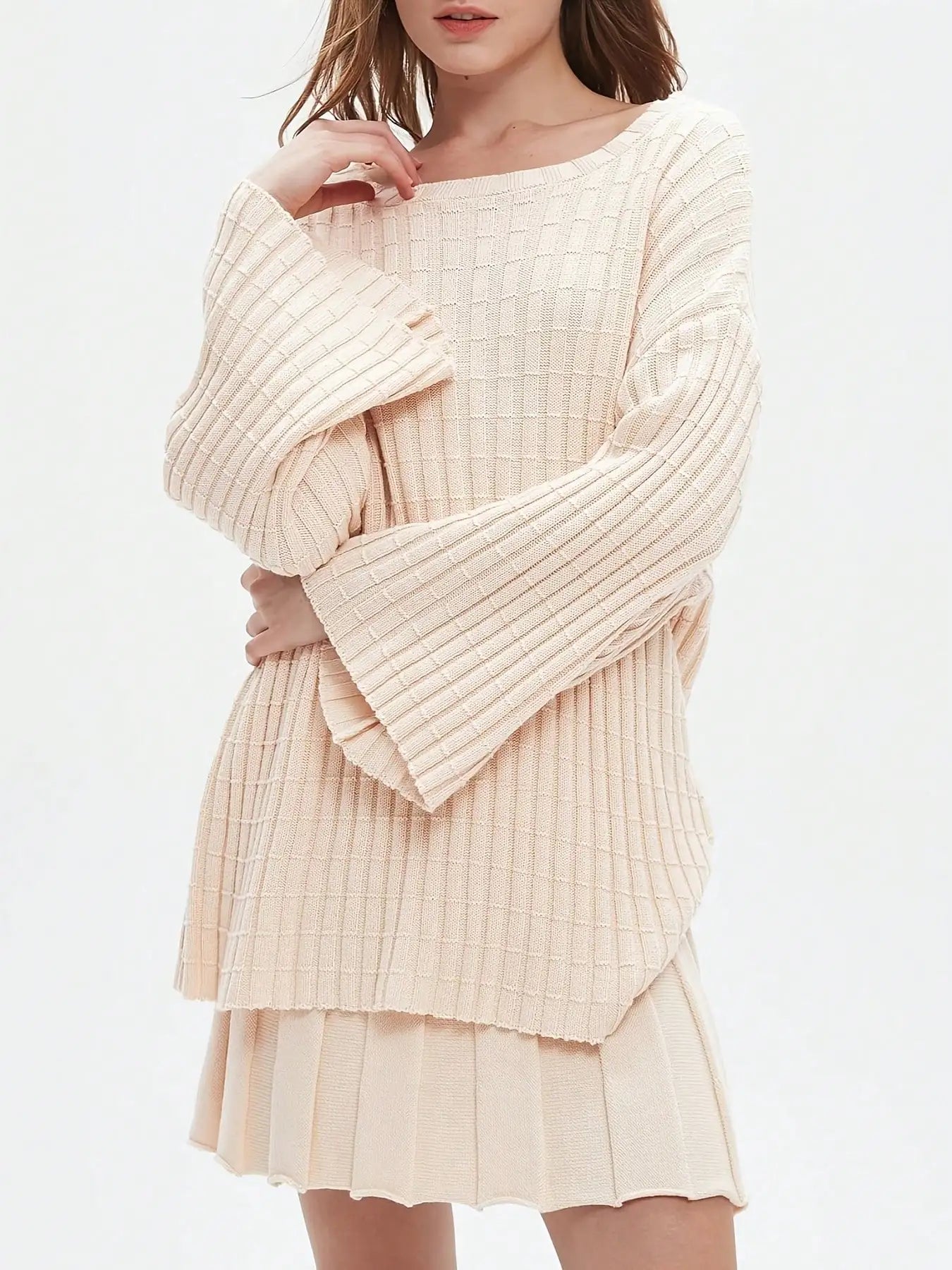 Long Sleeve Sweater Mini Skirt Sets 2 Piece Outfit