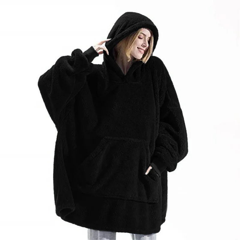 Fleece Hoodie Blanket Oversize Large Pocket Jacket