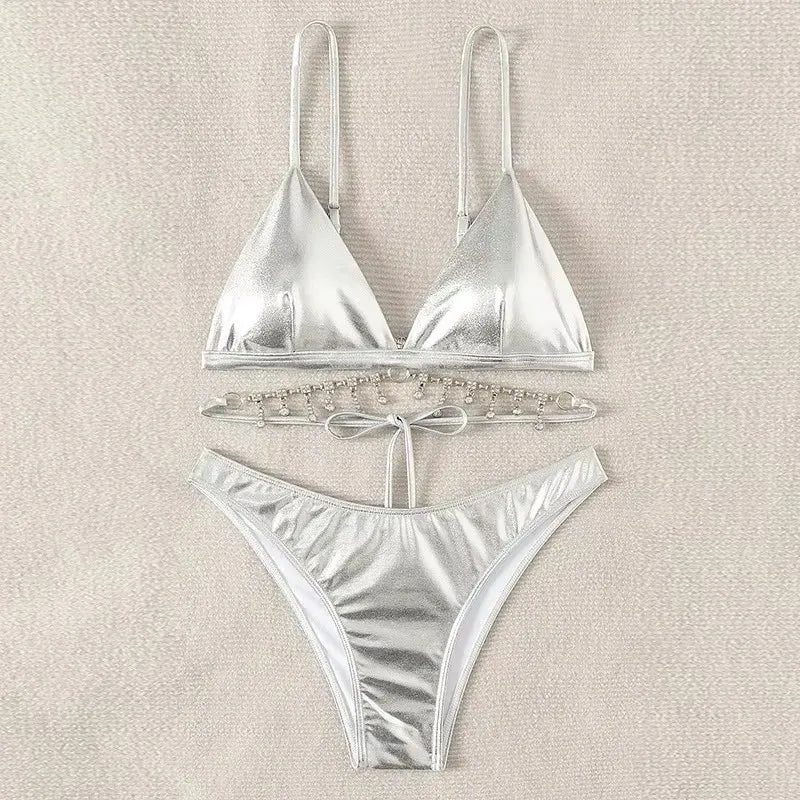 Silver Rhinestone Bikini
