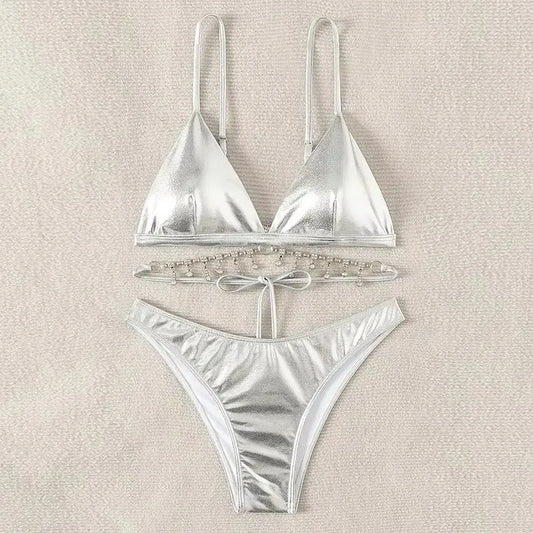 Silver Rhinestone Bikini