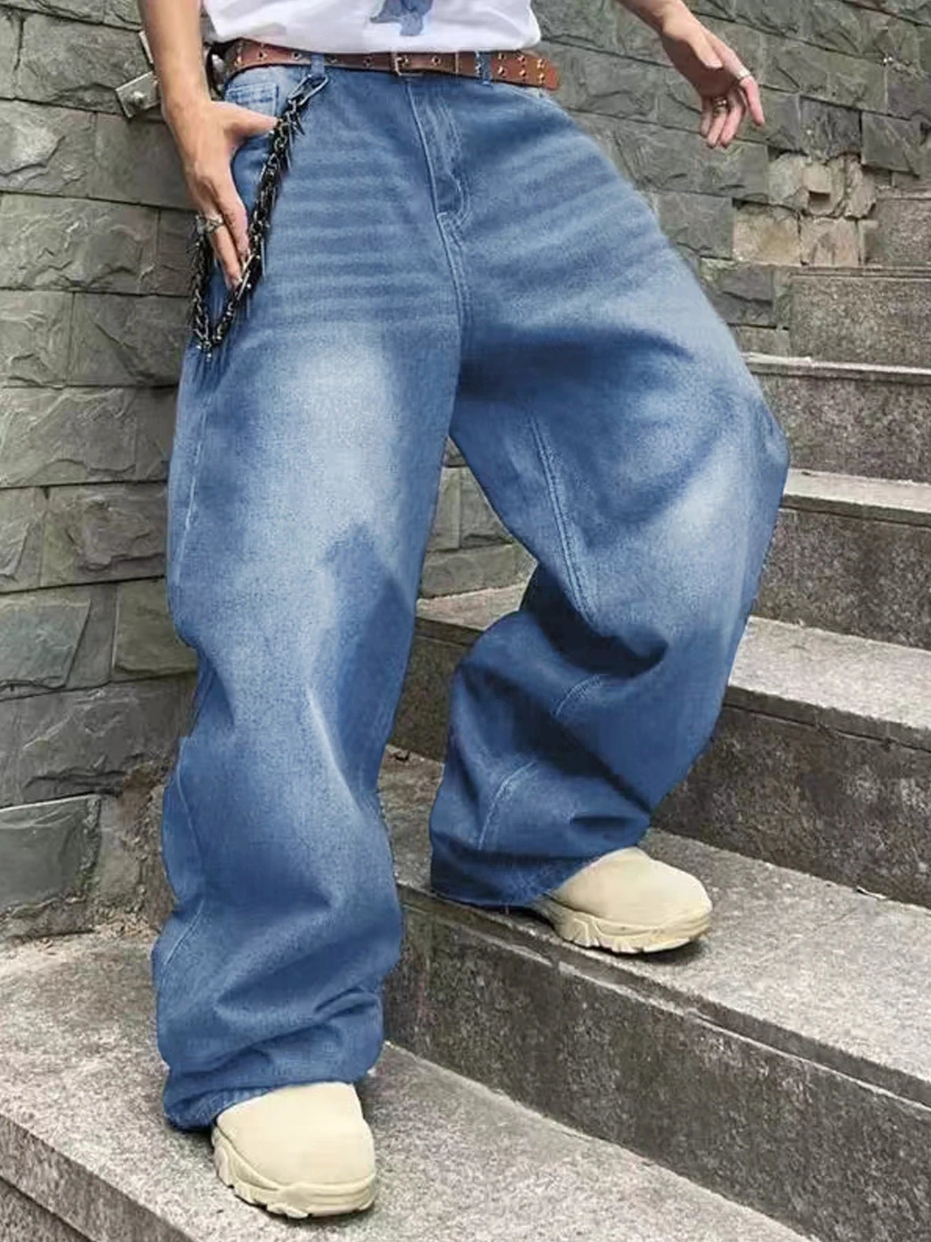 Men's Vintage Loose Wide Legs Denim Jean