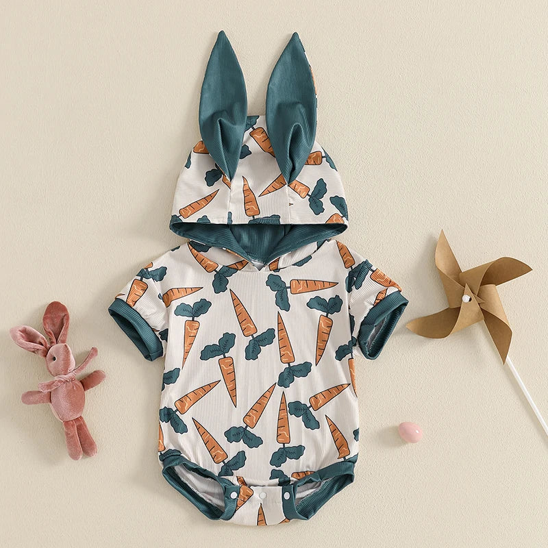 Short Sleeve Romper with Hooded Ears for Infant