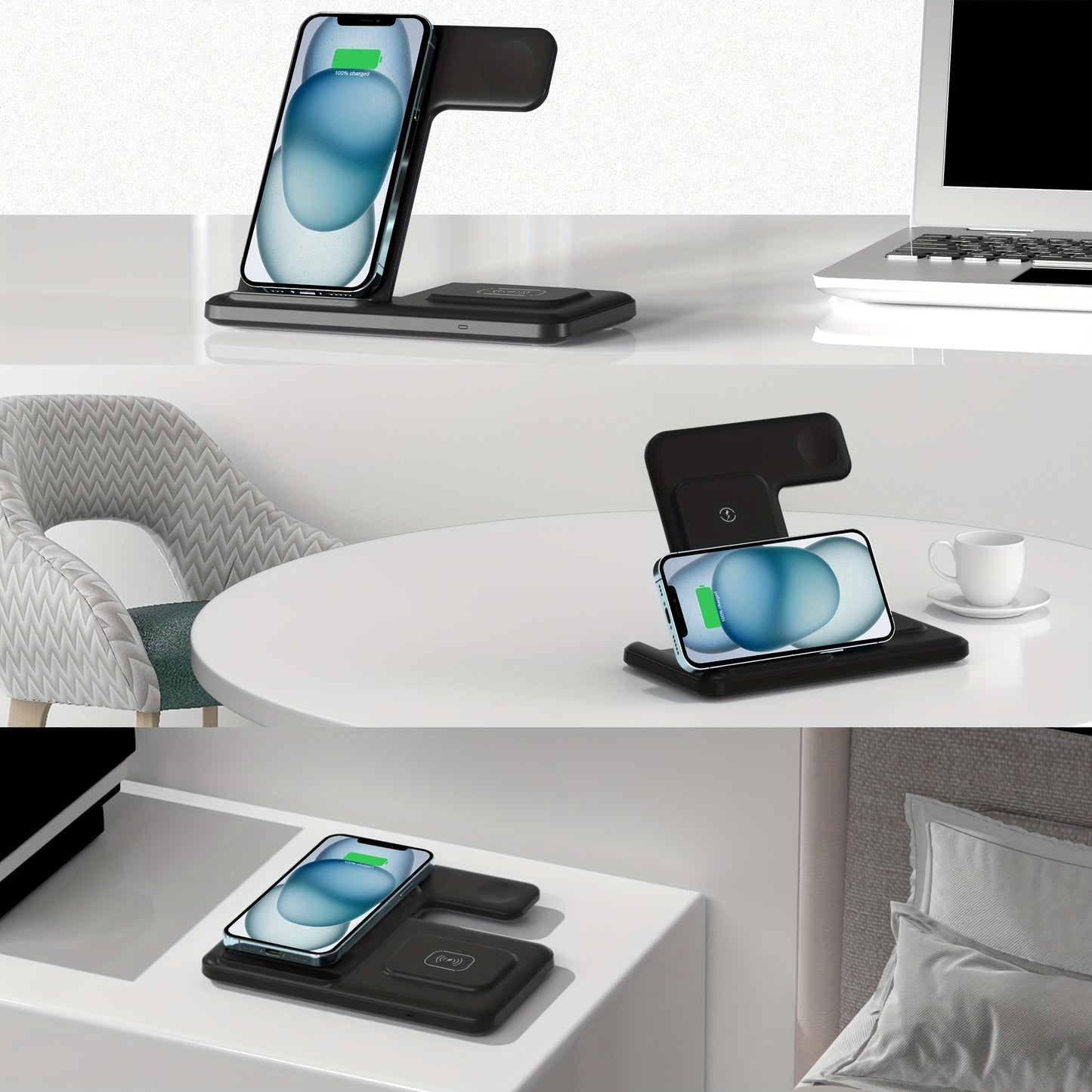 3 In 1 Foldable Wireless Charger, Fast Wireless Charging Station